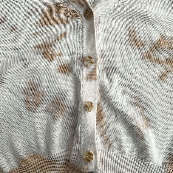 MICHAEL STARS Rylie Tie Dye Cardigan Medium Relaxed Neutral Beige Preppy Coastal - Picture 6 of 12